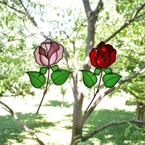 Stained Glass Rose Suncatcher/Ornament