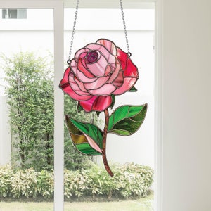 Acrylic Rose Window Hanging: Floral Wall Art Decoration