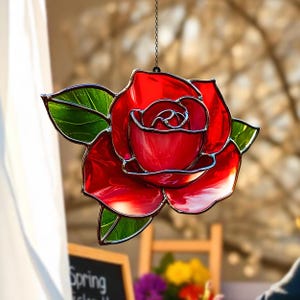 Personalized Rose Acrylic ornament, Birth Flower Window Hanging, Home Decor for Flower Lovers, Gardening Gift, Perfect Gift for Her