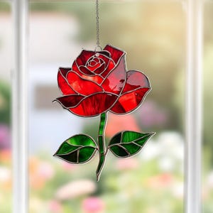 Rose Acrylic Suncatcher: Birth Flower Window Ornament