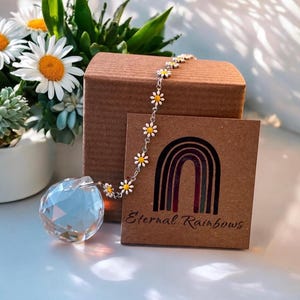 Suncatcher Flower Daisy crystal window hanging ornament in gift box